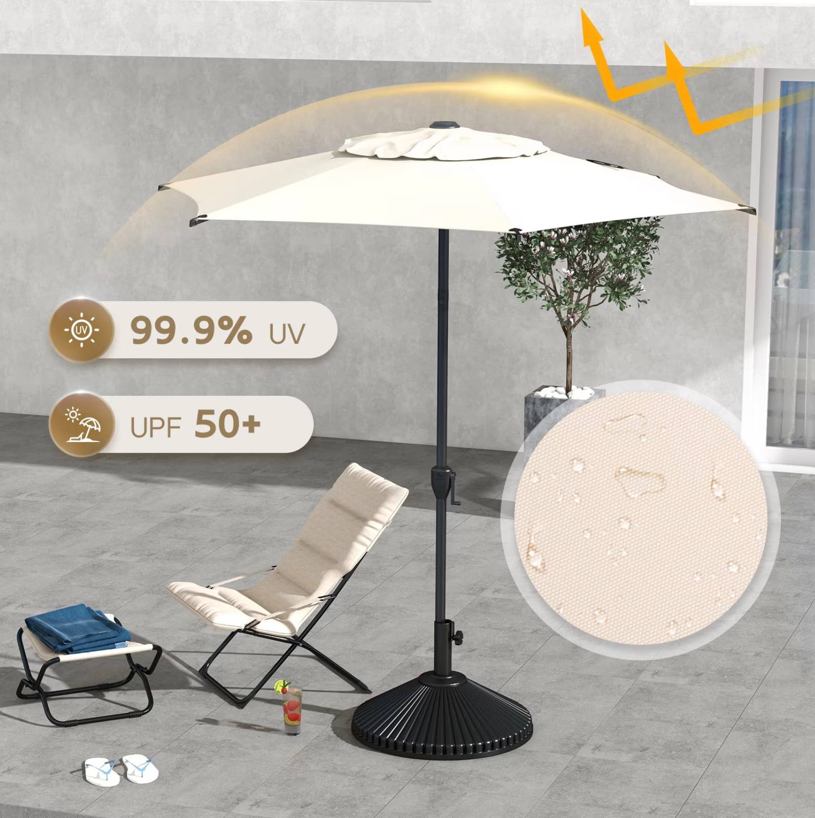 abba patio outdoor umbrella 6 ft 7.5FT Lyon Patio Outdoor Table Umbrella with Push Button Tilt and Crank Market Umbrella Sturdy Ribs UV Protection Waterproof for Garden Deck Backyard Pool Grey Adjust the canopy to find the perfect angle and indulge in enhanced comfort and protection as you block out the sun all day long Abba Patio 9ft Outdoor Patio