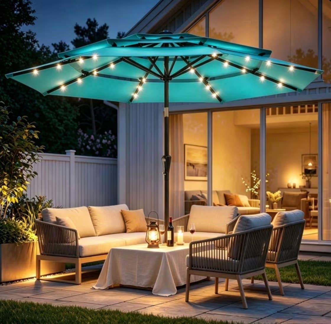 3 patio umbrellas joke Amazon's 6-Piece Set with Umbrella Is for Small Yards 8 Sturdy Fiberglass Ribs The 3 Best Patio Umbrellas