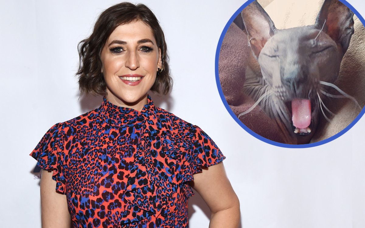 Mayim Blalik with inset of her cat-FTR